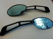 SPECCHIETTI RETROVISORI MOTO OVALI NERI SPECCHI UNIVERSALI CUSTOM NAKED 