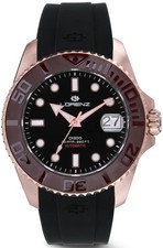 LORENZ DI300 Nero Ramato 030258DD Orologio Uomo Automatico Gomma Ghiera cioccola