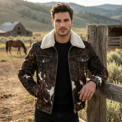 Giacca uomo pelle mucca - pelle,
