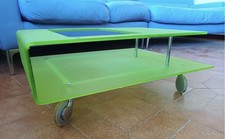 Tavolino da caffè per salotto in cristallo acrilico, ruote pirottanti.