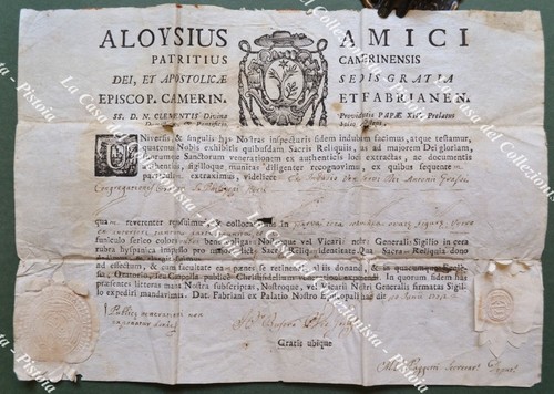 1732 attestato reliquia - 1732,