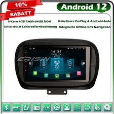 Autoradio 8 core 64GB Android 14 GPS Navi DVD Canbus OBD2 DAB+ Wifi CD Fiat 500X