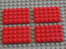 4 x LEGO Plaque Rouge Red