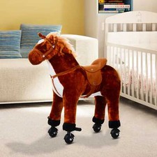 DecHome Cavallo Cavalcabile Peluche Giocattolo Suoni e Ruote Marrone - 330016BN