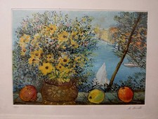 MICHELE CASCELLA - FIORI A PORTOFINO - ACQUAFORTE FIRMATA