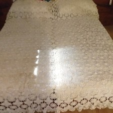 Copriletto matrimoniale uncinetto anni '30, lavorato a mano