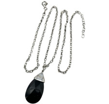 Collana Donna Ginevra Elegante e ciondolo Onice nero briolè a goccia Argento 925