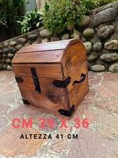 Baule Forziere In  Legno Massello - Scrigno Stile  Antico Country Cm 39 X 36x41h