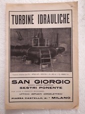 Ritaglio Giornale Pubblicità anno 1926 Turbine Idrauliche San Giorgio Sestri 