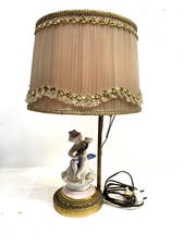 LAMPADA TAVOLO ABATJOURS PORCELLANA SMALTO POLICROMO MARCHIO DZ CAPODIMONTE (?)