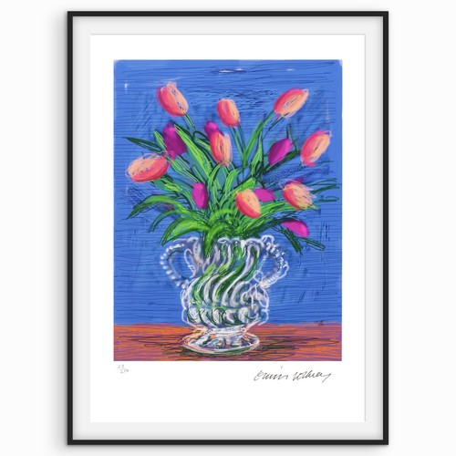 David hockney signed flowers - david,