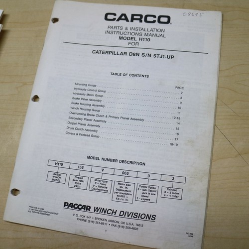 Cat d8n carco h110 winch - d8n,