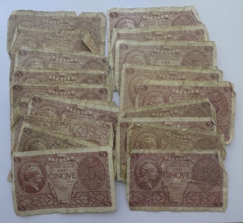 Lotto banconote 5 lire - banconote,