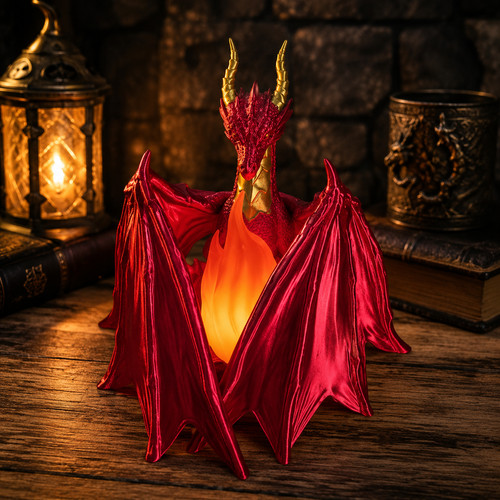 Red dragon flame lamp - red, with