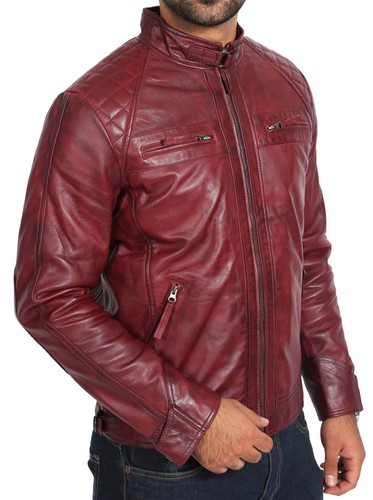 Giacca biker pelle bordeaux