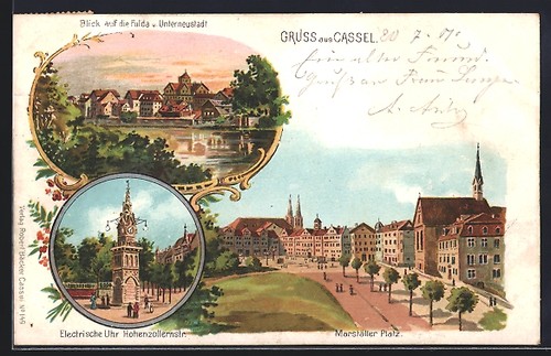 Litografia kassel vista di - kassel,,