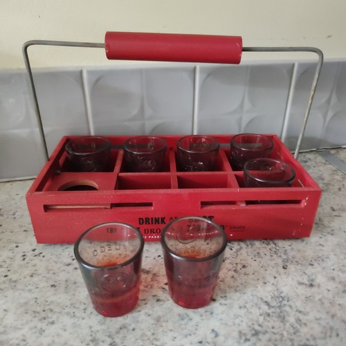 Red bacardi shot - red, glasses