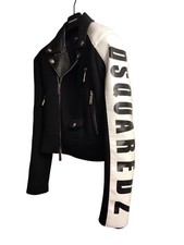 DSQUARED2 chiodo biker in lana e cachemire con logo sul braccio RRP1990€