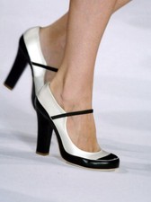 Vintage Marc Jacobs nero bianco Mary Jane décolleté tacco 2005 Y2K pelle seta 8 US