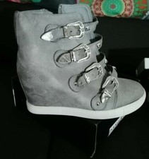 Tronchetto donna zeppa stivaletti scamosciati grigio fumo numero 40