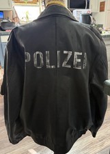 Giacca pelle pesante nera polizia tedesca occidentale vintage uomo 2004 taglia 50