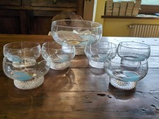 Set 6 Coppette + Grande Coppa Di Vetro Artigianale, Per Macedonia E Dolci