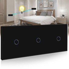 BSEED Interruttore luce touch a sfioramento vetro nero led 2 vie GL228TS12TS12TS