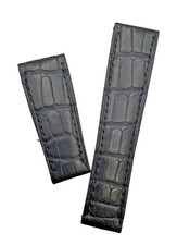 Spezzoni in Alligatore Nero opaco 20/16mm Daytona l.5x8,5cm Handmade in Italy