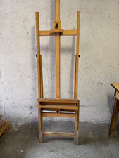 Cavalletto Pittore professionale in legno massello con sgabello pieghevole.