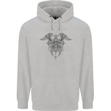 Croce Teschio Ali Biker Gotico Heavy Metal Uomo 80% Cotone Felpa