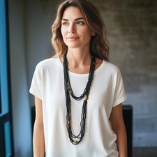 Collana lunga perle - semi, neri