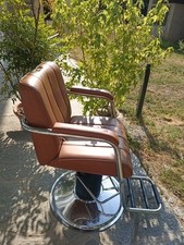 POLTRONA DA BARBIERE PARRUCCHIERE CLASSICA BASE ROTONDA GIREVOLE A 360° 