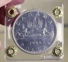 Canada un Dollaro Argento 800 anno 1966 perizia Grimoldi q.Fdc