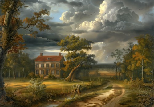 Quadro casa foresta stampa