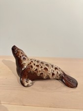 Fosters Pottery Cornwall Brown Honeycombe Glaze Seal Figurine 7.5”