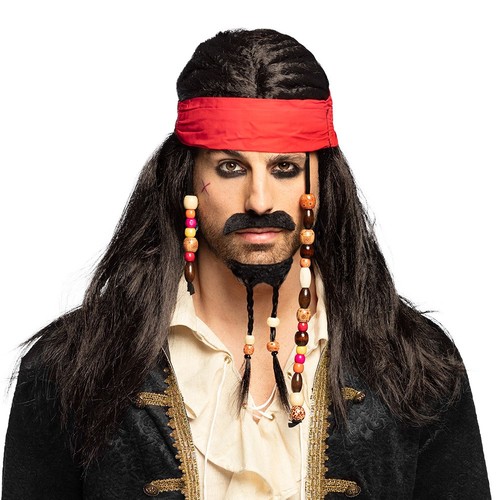 Set parrucca capitano pirata - set,