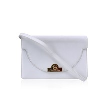 Autentica borsa a tracolla Christian Dior vintage convertibile in pelle bianca