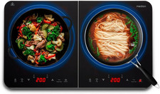 Piastra Induzione Doppia Portatile 2 Fuochi 3500W Nero, Piano Cottura Doppio Con