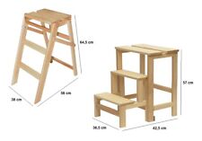 Scala Sgabello in Legno a 3 Gradini Pieghevole Richiudibile Scaletta Domestica