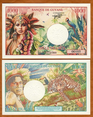Guyana francese 1000 franchi - guyana, francese,