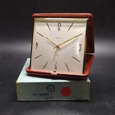 Sveglia da viaggio Veglia quadrante quadrato, bauletto finto coccodrillo marrone