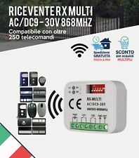 RICEVENTE CANCELLO UNIVERSALE 2 CH FISSO E ROLLING CODE 9/30V 433 868 MHZ AC/DC