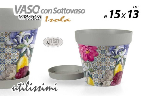 Vaso giardino con sottovaso - vaso,