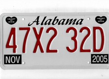 ALABAMA 2005 license plate