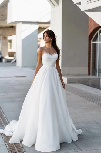 Vintage satin white line - vintage, a-line