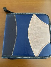 Contenitore Porta CD DVD Raccoglitore per 40 dvd,  eco-pelle BLU con cerniera