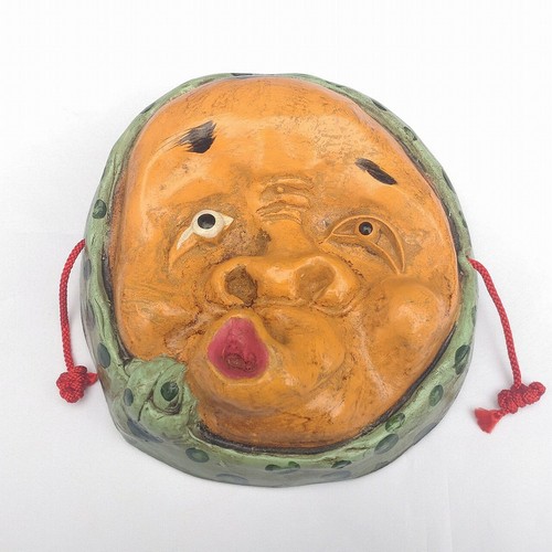 Maschera hyottoko ceramica - hyottoko, in