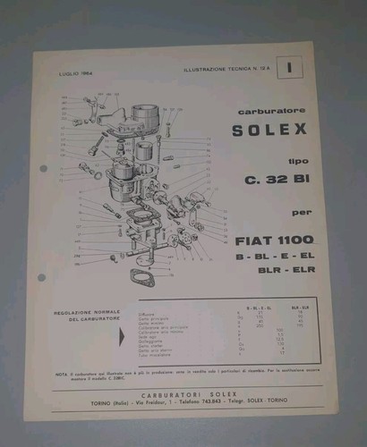 Opuscolo carburatori solex - carburatori, per