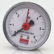 Schläfer Manometro Pressione Acqua Aria attacco assiale1/4 Scala 0-6 bar 63 mm