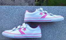Scarpe Sneaker CONVERSE [Nuove] N.35 (Size 3 US) Bianco e Rosa (PREPPY PANINARO)